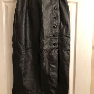 Black Genuine Leather long skirt size 14